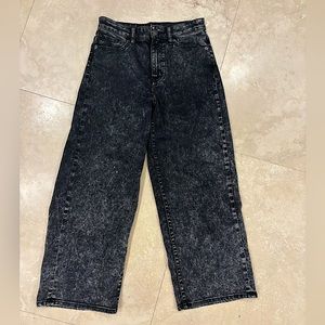 Uniqlo Washed Black Wide Leg Jeans